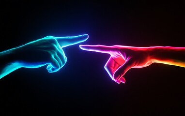 Obraz premium a purple hand with glowing lights