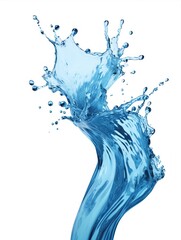 Obraz premium Water splash isolated on white background. Blue liquid. Frozen movement. . Purity concept