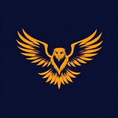 Obraz premium Shimmering eagle design with golden wings on a shadowed background