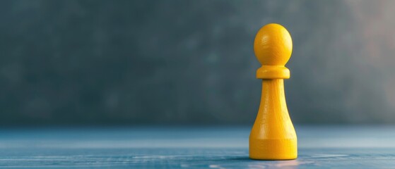 Colorful yellow game piece on wooden surface.
