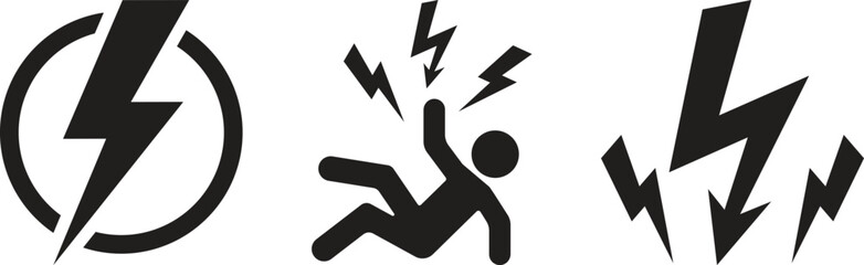 Electric shock warning sign vector icon, High voltage electric icon symbol, Vector illustration