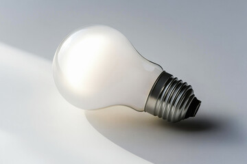 Sleek LED light bulb glowing in cool white light on a clean surface showcasing innovation and energy efficiency