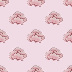 Seamless Pattern Cute Pink Cloud Small Design on Pastel Pink Background