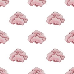 Seamless Pattern Cute Pink Cloud Small Design on White Background