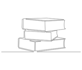 One continuous line drawing of stack of book. Studying book or knowledge book in simple line. Concept vector art for university or college. Editable stroke. Doodle line illustration