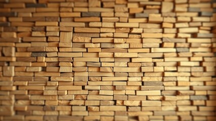 Fototapeta premium Rustic Wooden Blocks Wall Texture Background Natural Timber Slat Design