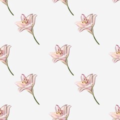 Delicate watercolor lilies pattern in soft hues for textile and wrapping applications