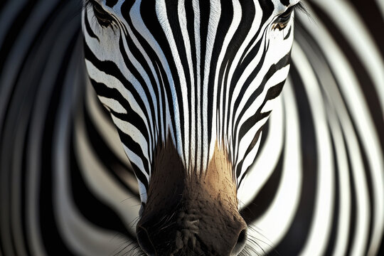 Sleek zebra stripe pattern with flowing lines and high contrast in sharp black and white, showcasing organic aesthetics and depth