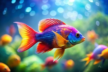 Fototapeta premium Vibrant Colorful Fish on White Background - Perfect for Aquarium, Pet, or Ocean Designs