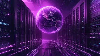 Fototapeta premium Global Network: A Digital World Illuminated