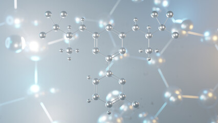 vorasidenib molecular structure, 3d model molecule, anti-cancer medication, structural chemical formula view from a microscope
