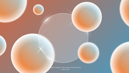 premium Glassmorphism Background with Warm soft orange blue Gradient Spheres and Light Spark Effects