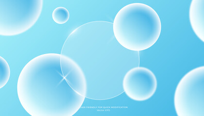 Refreshing Glass Morphism Background in Cool Blue Tones with Abstract Gradient Elements