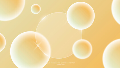 Bright Glass Morphism Background in Soft Yellow Tones with Elegant Gradient Spheres