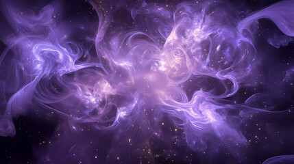 Fototapeta premium Abstract purple background with glowing particles and stars