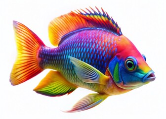 Vibrant Tropical Fish, High-Resolution Stock Photo, Clean White Background