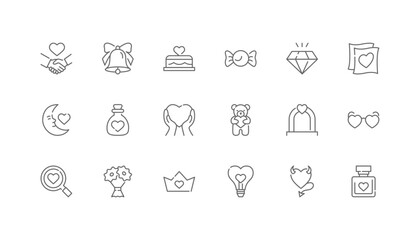 Happy Valentine’s Day | Set of line icons with editable stroke