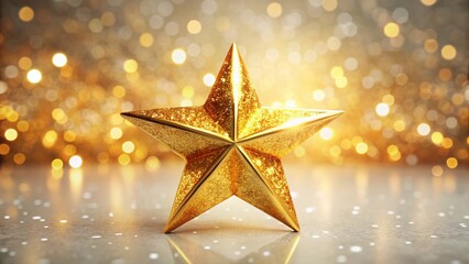 Vintage Golden Star, Isolated White Background - Celestial Stock Photo