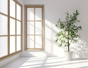 Fototapeta premium White background with window shadow, shadow overlay effect. --ar 128:99 --v 6.1 Job ID: 87c27151-c69d-4a20-94b3-2586813ae720