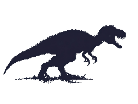 Isolated Pixelated Dinosaur Silhouette