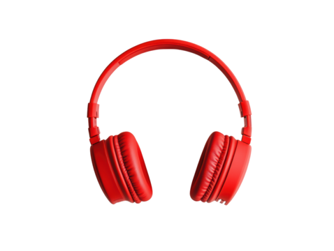 Isolated Red Wireless Headphones