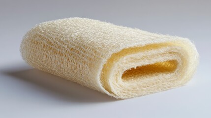 Cream Colored Natural Loofah Sponge, Rolled for Body Cleansing