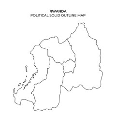 A detailed solid outline map of Rwanda showcases the countrys borders and geographical shape, providing a clear visual for educational and reference purposes.