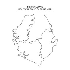 The solid outline map highlights the political borders of Sierra Leone. It serves as a clear representation useful for educational and geographical purposes.