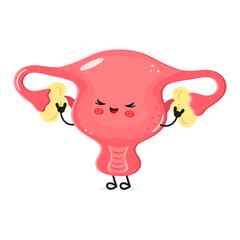 Cartoon illustration of a joyful uterus with cheerful expression in a colorful design
