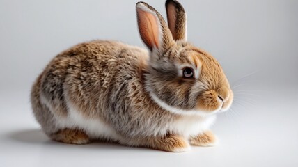 Obraz premium Small beautiful rabbit on white background