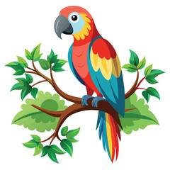 Photo of a parrot full body eating isolated on a background.