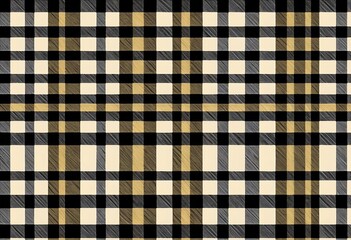 Black beige and gold plaid textured fabric design