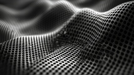 Obraz premium Abstract Black Perforated Fabric Texture Waves