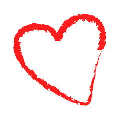 Heart drawing in hand drawn style. Heart in doodle style. Stylized heart isolated from background. Vector illustration. Symbol of love