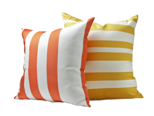 Isolated Two Striped Throw Pillows on White
