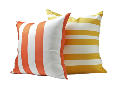 Isolated Two Striped Throw Pillows on White