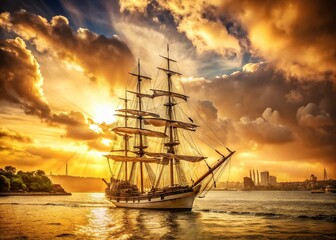 Obraz premium Vintage Sydney Harbour Tall Ship - 4K Stock Photo