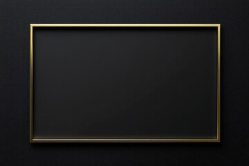 Isolated sleek black frame with matte gold borders on gradient.