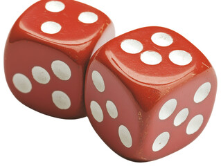 Isolated Two Red Dice with White Dots