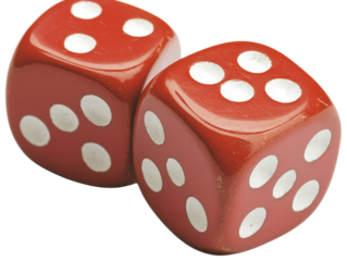 Isolated Two Red Dice with White Dots