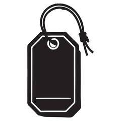 Black Octagonal Price Tag Silhouette with String Illustration