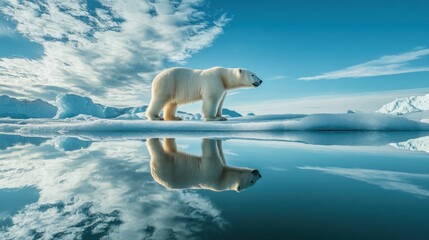 Eye-level arctic ocean polar bear landscape