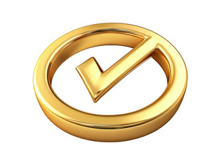 Isolated Golden 3D Check Mark Symbol
