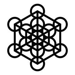 Metatron cube Sacred geometry icon black color vector illustration image flat style