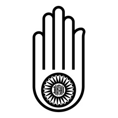 Hand Akhimsa Ahimsa arm Jainism Jain religion symbol Dharma Ahinsa icon black color vector illustration image flat style