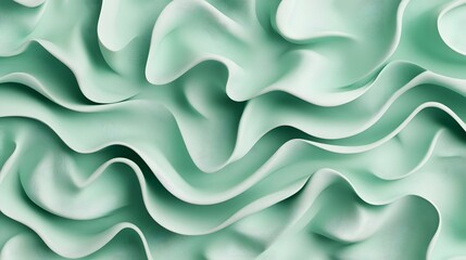 Fototapeta premium Serene Swirling Ribbons of Light Green Flowing Seamless Pattern