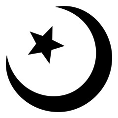 Symbol Alem Islam Halfmoon Arabic moon and star icon black color vector illustration image flat style