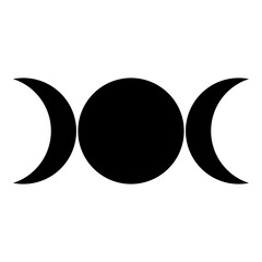 Simbol triple goddess religious sign moon phases wiccan icon black color vector illustration image flat style