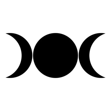 Simbol triple goddess religious sign moon phases wiccan icon black color vector illustration image flat style