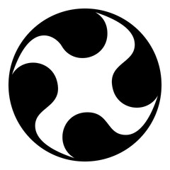 Tomoe symbol religious sign Japanese religions Oriental four petal icon black color vector illustration image flat style